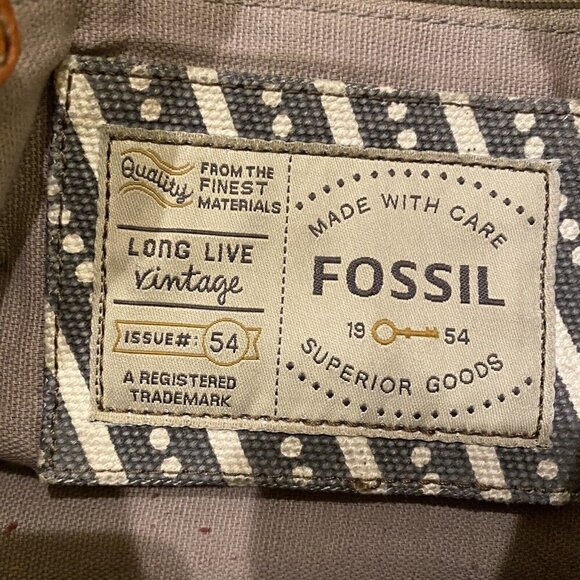 Fossil Vintage Reissue #54 Messenger Bag Crossbody Gray Brown Leather - Picture 9 of 10